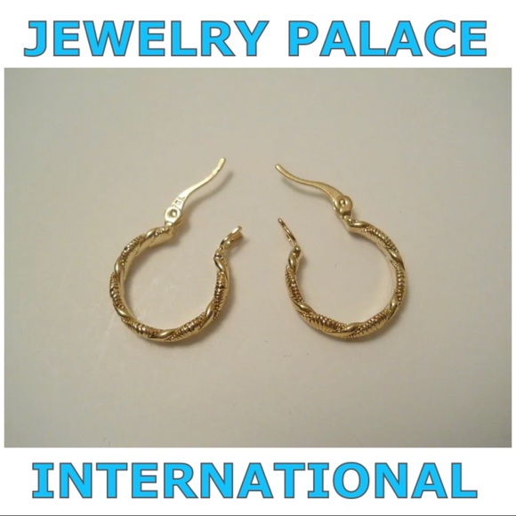 14K Gold Filled Trendy Twist Hoop Earrings. - Picture 4 of 7